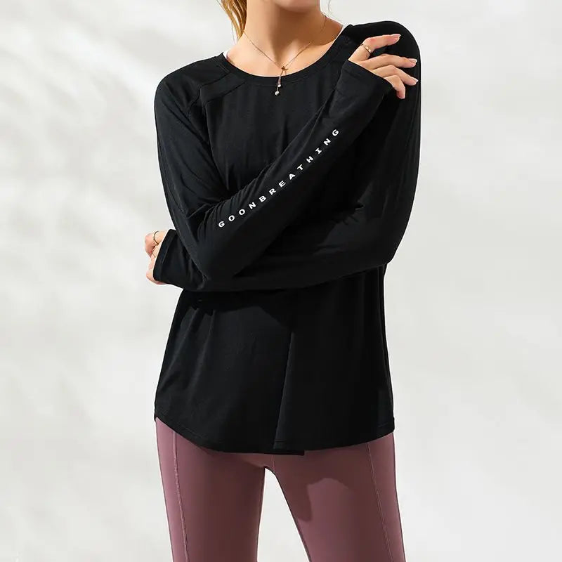 Plus-Size Fitness Long Sleeve Sport Top