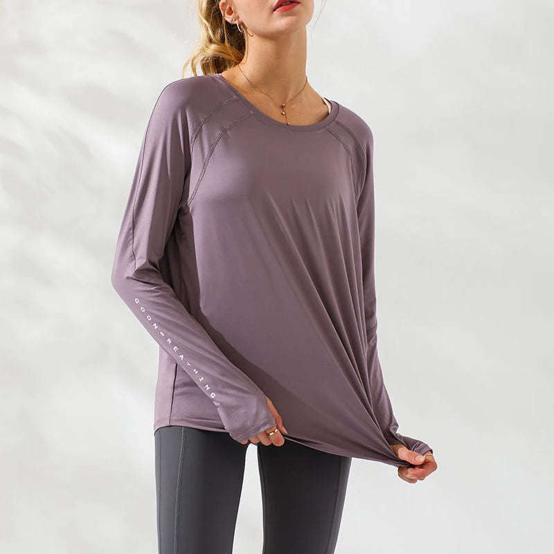 Plus-Size Fitness Long Sleeve Sport Top